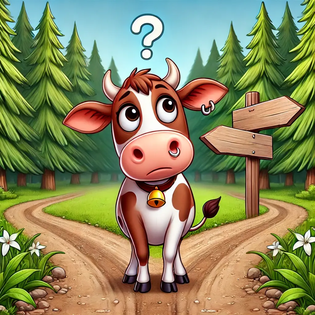 Bessie standing at the crossroads.